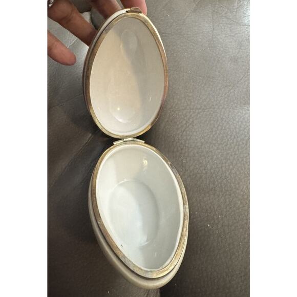 -FIGURINE VTG LEFTON Egg Shaped Trinket Box Made In Japan - Picture 10 of 11